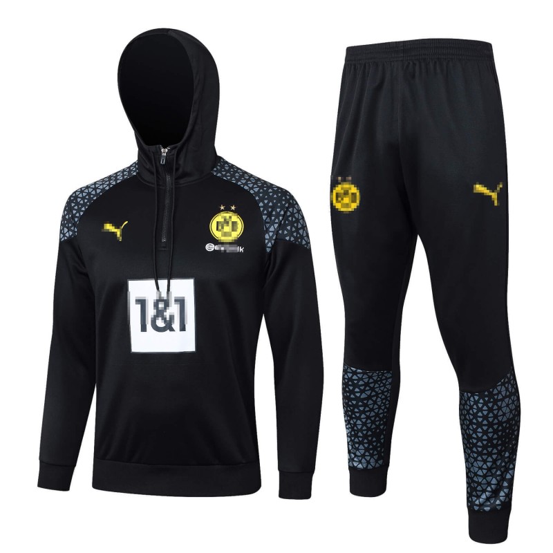 Sudadera de Entrenamiento de Borussia Dortmund 2024/2025 Con Capucha Negro/Amarillo con Estampado